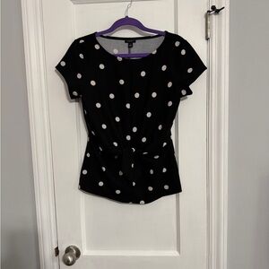 Ann Taylor Black and White Polka Dot Blouse